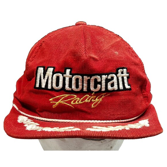 VTG Motorcraft Racing Snapback Corduroy Trucker Hat Rope Embroidered Laurel Ford - Picture 5 of 9